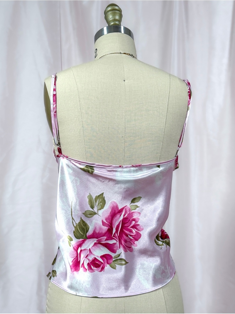 Vintage 90s Pink Floral Lace Trimmed Camisole - Picture 3 of 7